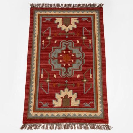 Multicolor Jute Handmade Vintage Dhurrie For Living